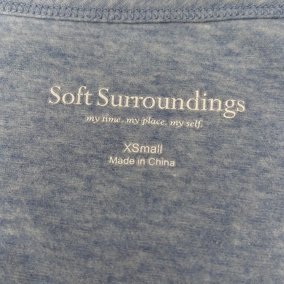 🌺SOFT SURROUNDINGS Long-sleeved Tee w/ Lace at Hem Shirt in Blue Size XS🌺 - Picture 6 of 6